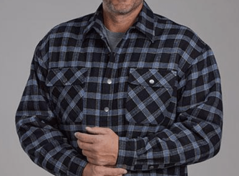 03-097-0119-1700 Roper Flannel Mens Sherpa Plaid- BLUBLK