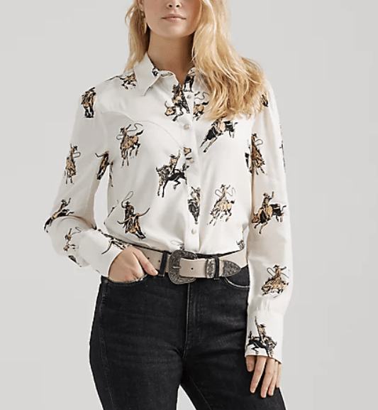 112356671 womens cream blouse with horses