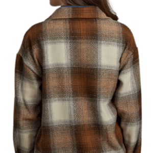 Roper Plaid Shirt Jacket Womens- brun-BACK